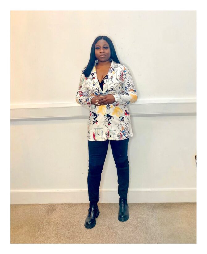 Abstract print blazer