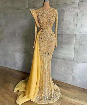 Beaded mermaid side tail dress