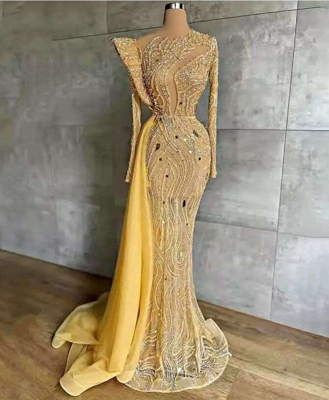 Beaded mermaid side tail dress
