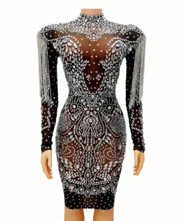 Black Mesh Rhinestone dress