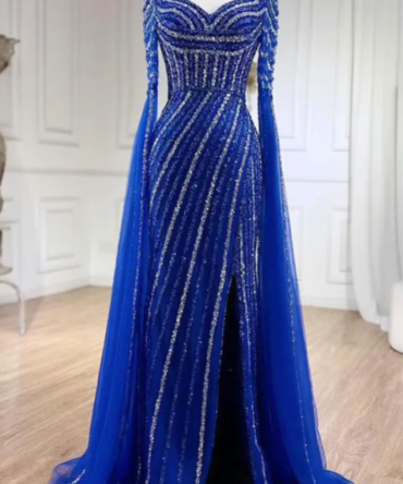 Blue Serene Beaded Evening Dress/Gown