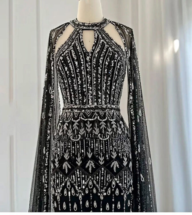Cape drop sleeves party dress