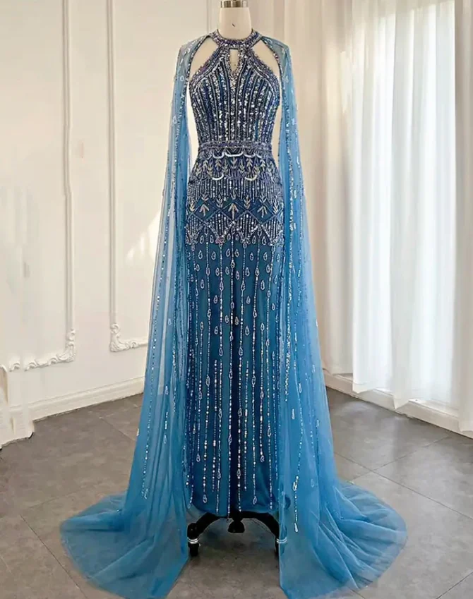 Cape drop sleeves party dress - Image 2
