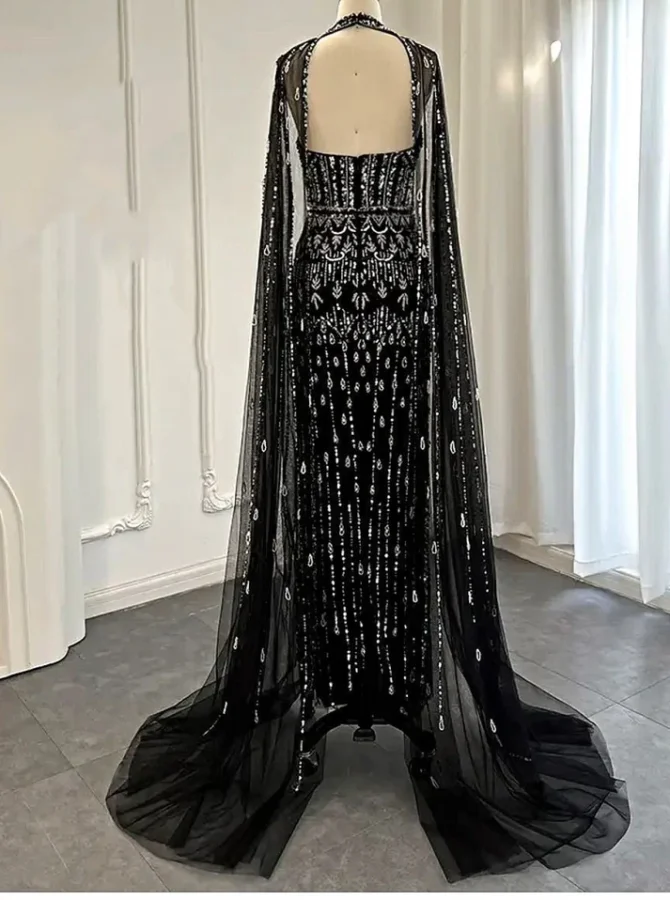 Cape drop sleeves party dress - Image 2