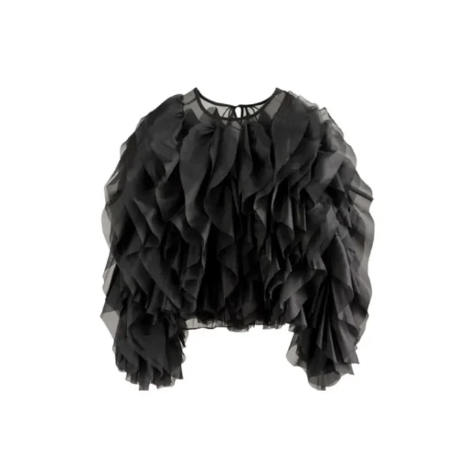 Chiffon Ruffle Blouse Long