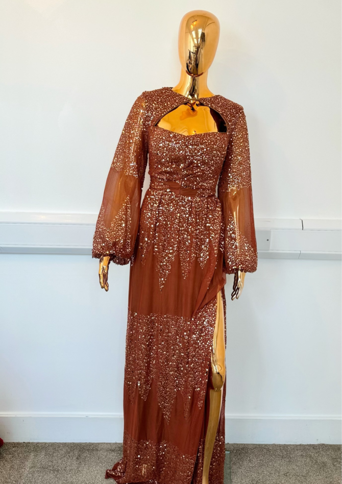 Hollow Bridesmaid Long Sleeve Evening Dress - Image 3