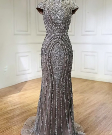 Gray Nude Occasional Mermaid Dress