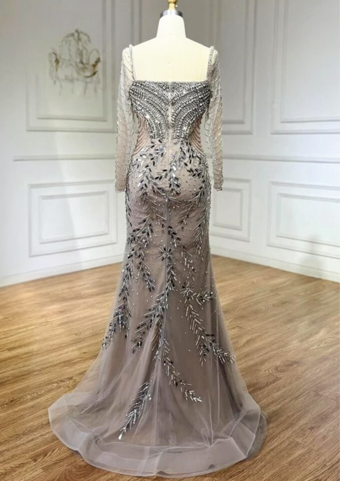 Silver Embellished Evening Dress - Image 2