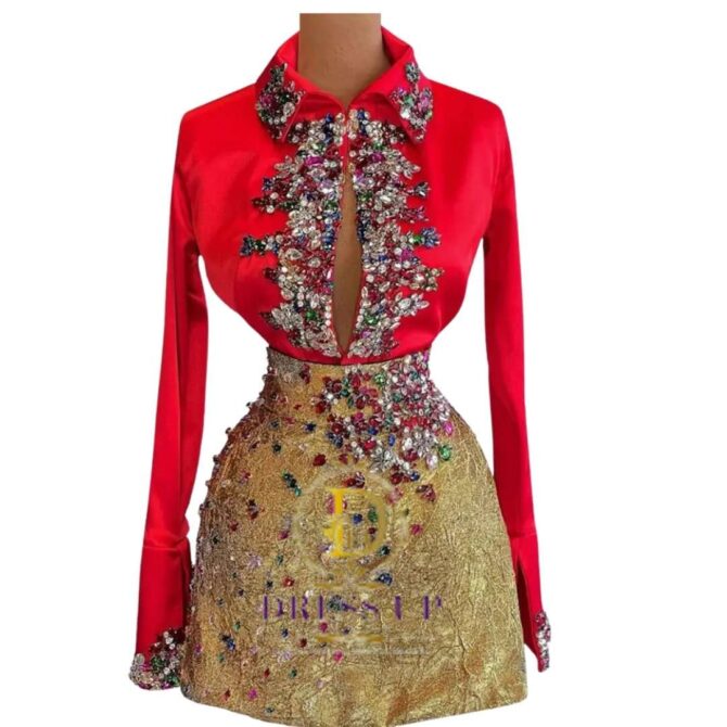 Couture Rhinestone Short Dress