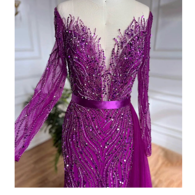 Diamond stone luxury side tail dress