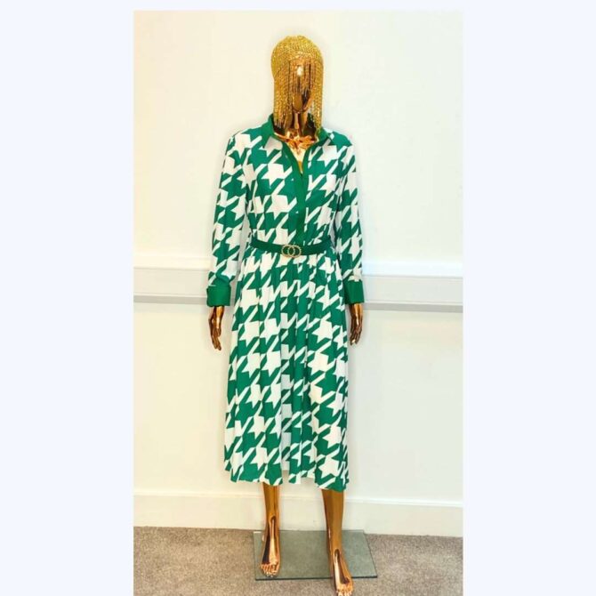 Dogtooth shirt dress