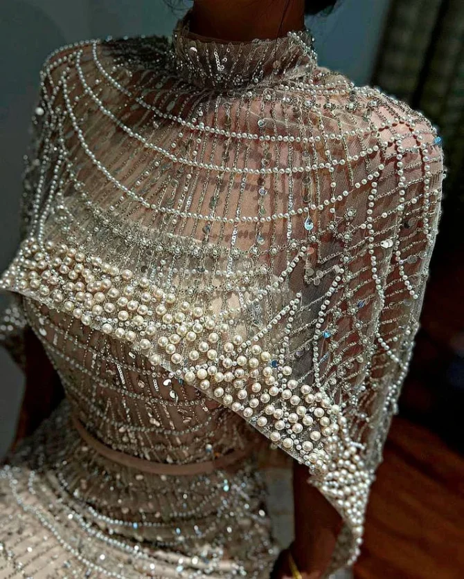 Embellished drop cape dress - Image 2