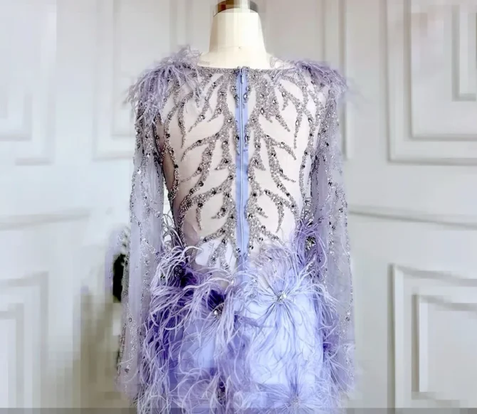 Front silt long sleeve party dress - Image 2