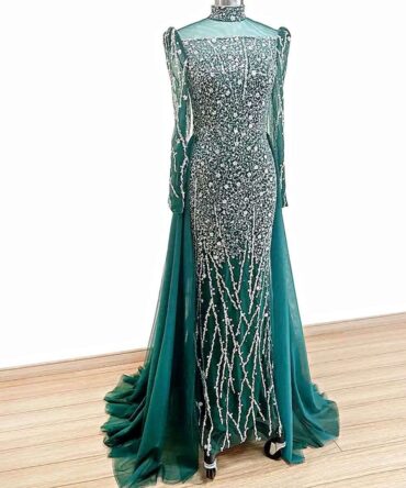 High-neck Rhinestones Back drop party dress
