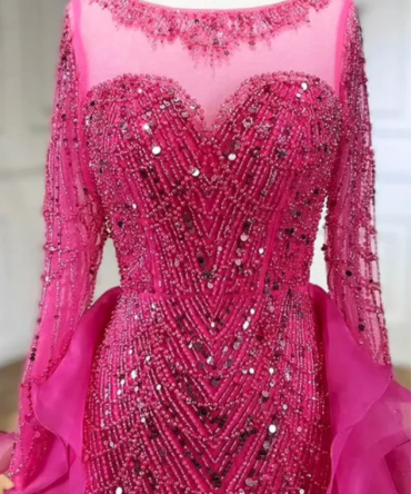 Jewel-Embellished Layered Ball Gown Dress