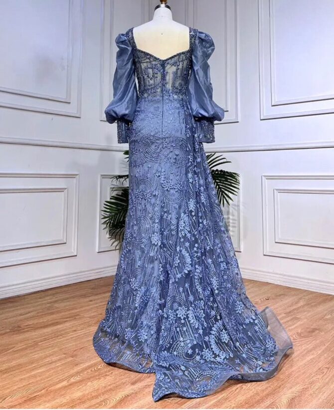 Light Blue Embellished Occasional Dress - Image 3