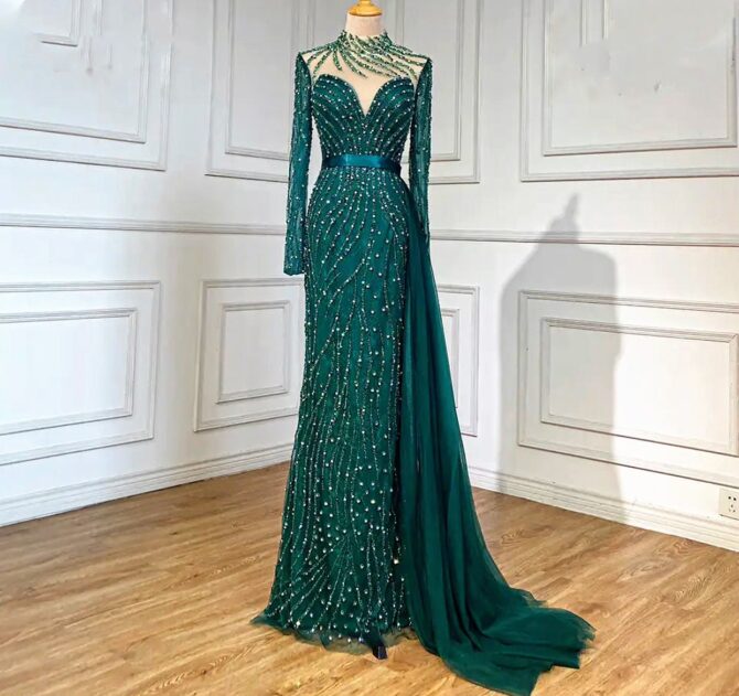 Luxury Evening Beaded Mermaid Dress - Image 2