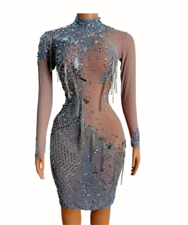 Mirror Silver Rhinestone Dress