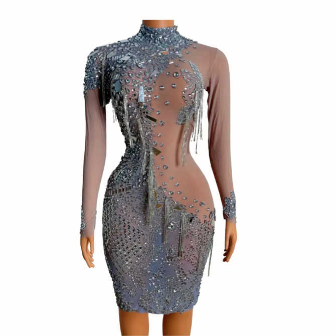 Mirror Silver Rhinestone Dress