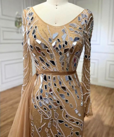 Nude Beaded Stone Designed Dress