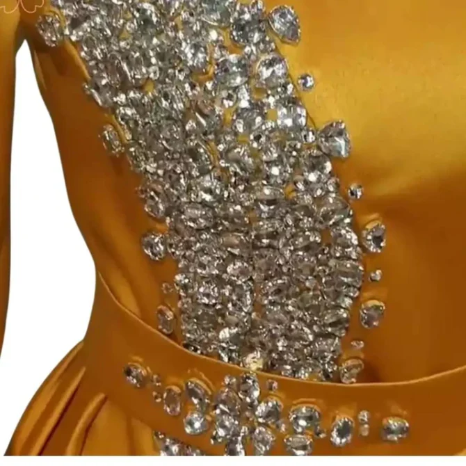 O Neck Crystal Side Slit Dress - Image 2