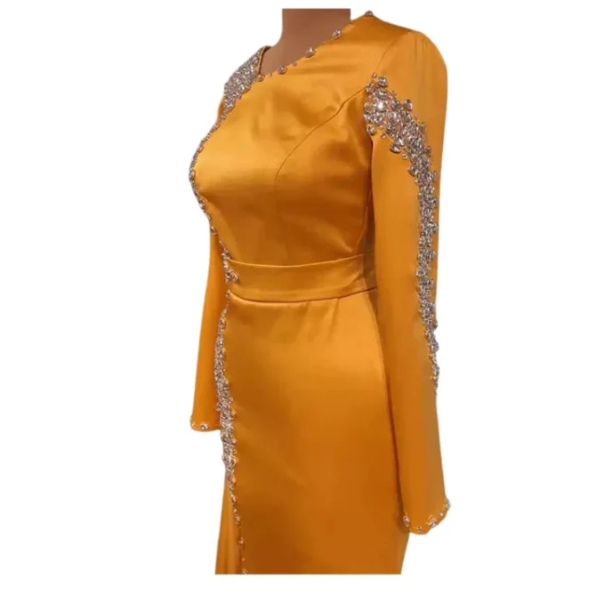 O Neck Crystal Side Slit Dress - Image 3