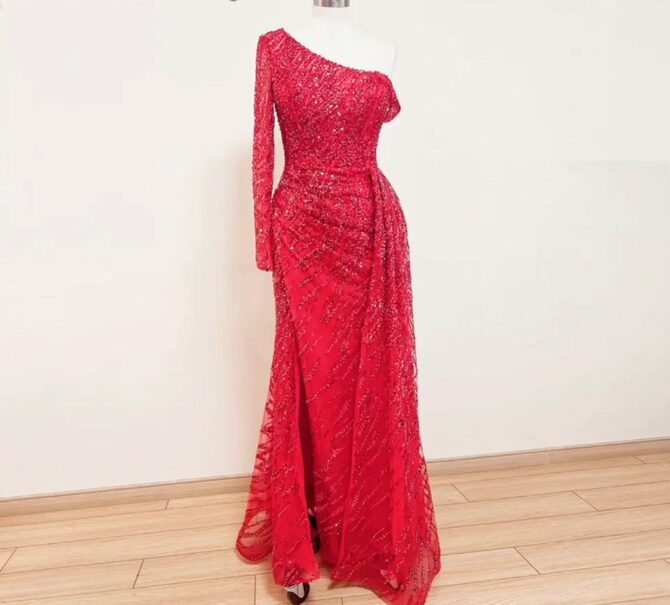 One Shoulder inbuilt bra party dress - Image 2