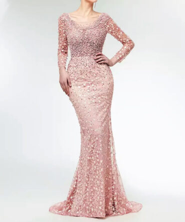 Peach beaded ONeck Maxidress