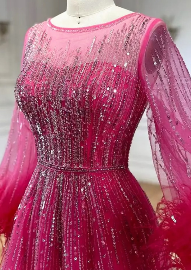 Pink Embellished Evening Dress - Image 3