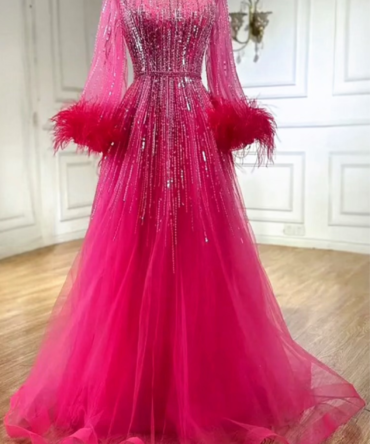 Pink Embellished Evening Dress