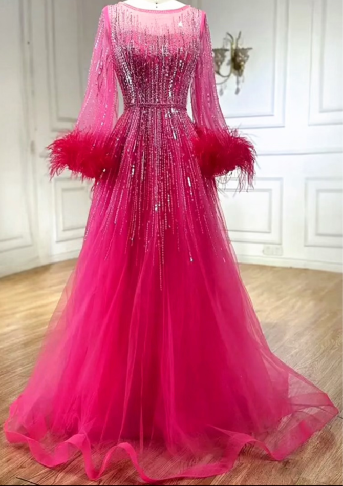 Pink Embellished Evening Dress