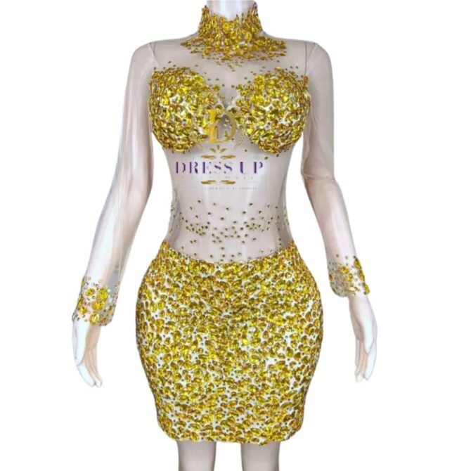 Rhinestone Mesh Dress