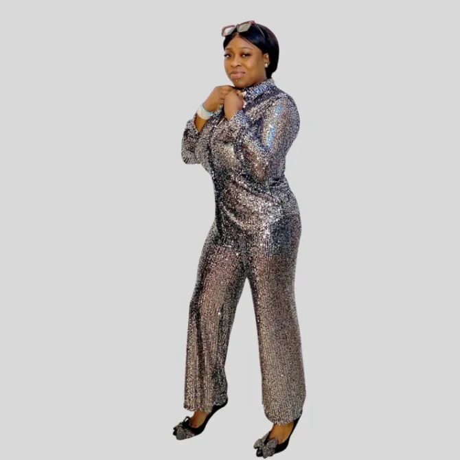 Sequin shirt & trouser set - Image 2