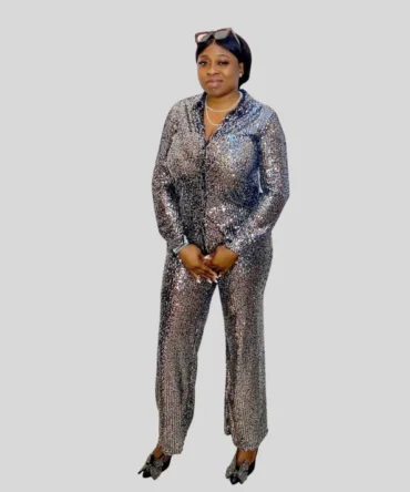 Sequin shirt & trouser set