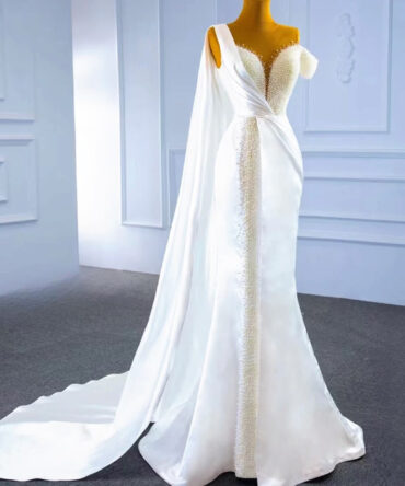 Short sleeve beaded wedding Dress