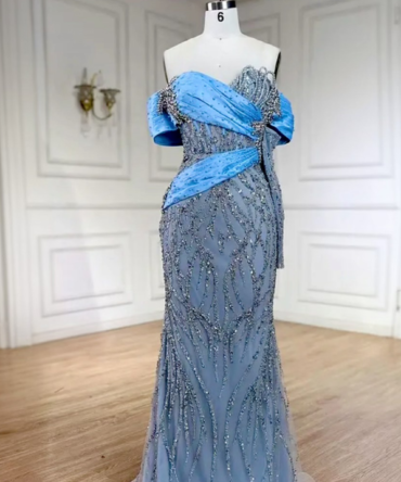 Light Blue Embellished Occasional Dress