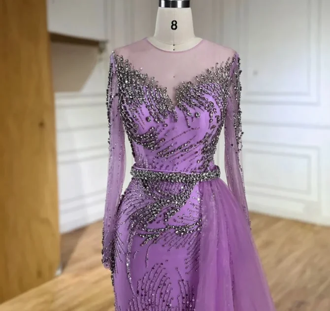 Purple Elegant Mermaid Evening Dress - Image 2