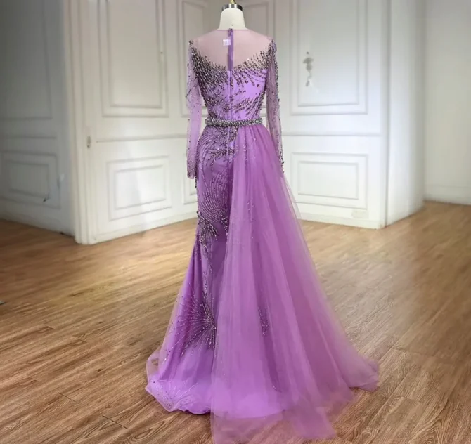 Purple Elegant Mermaid Evening Dress - Image 3