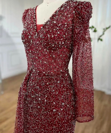 Wine Crystal Diamond Stone Party Dress