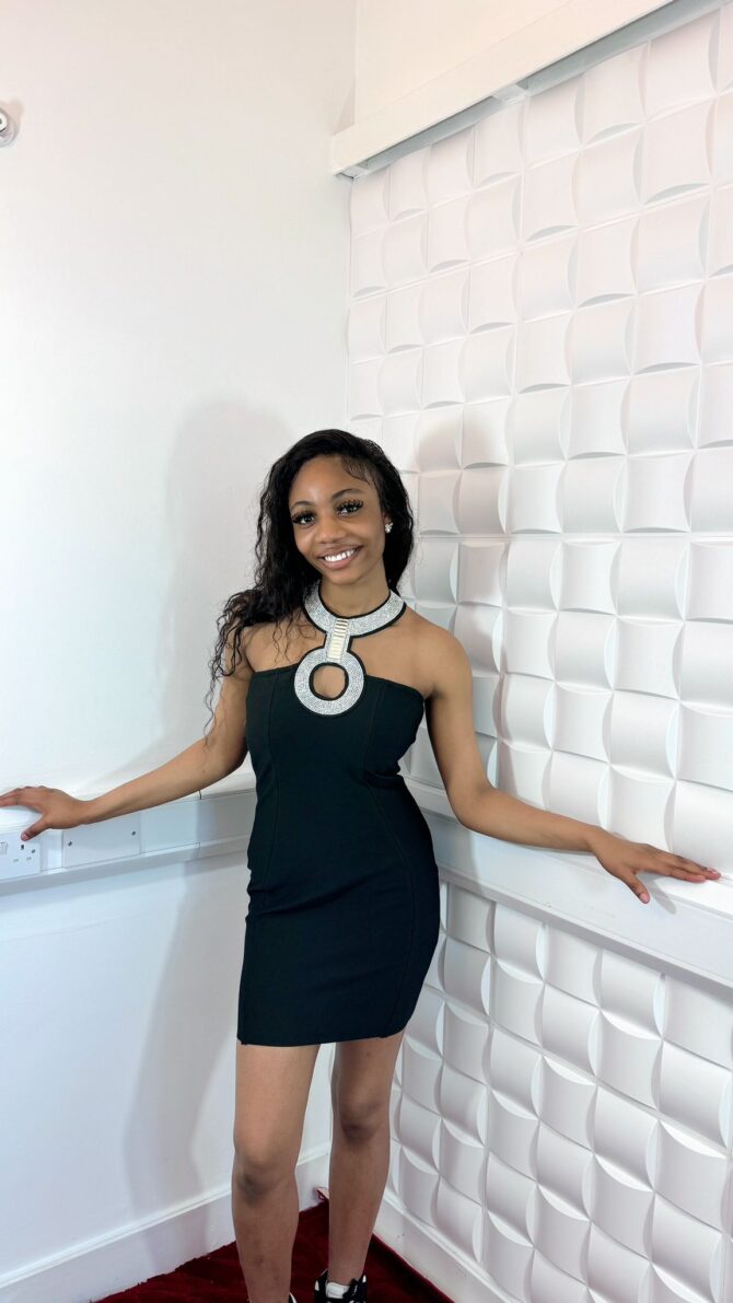 Diamond alter neck mini dress
