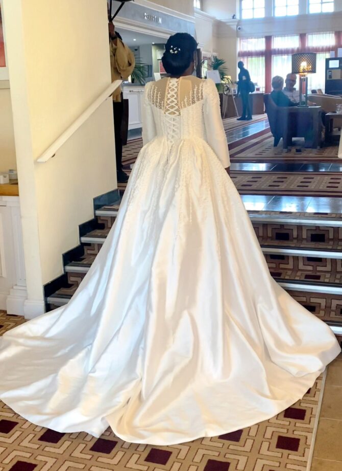 Full beaded upper wedding dress