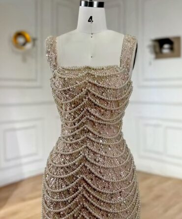 Pearl drop Beaded sleeveless  party dress