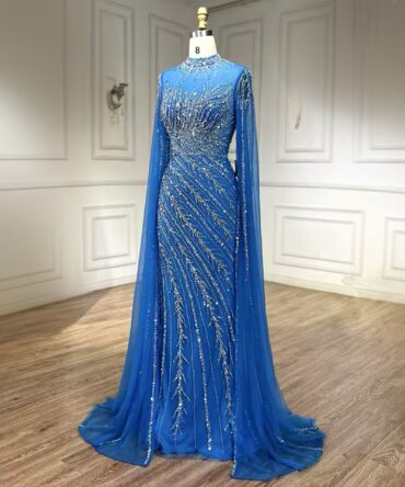 Mermaid full beaded drop sleeve dress