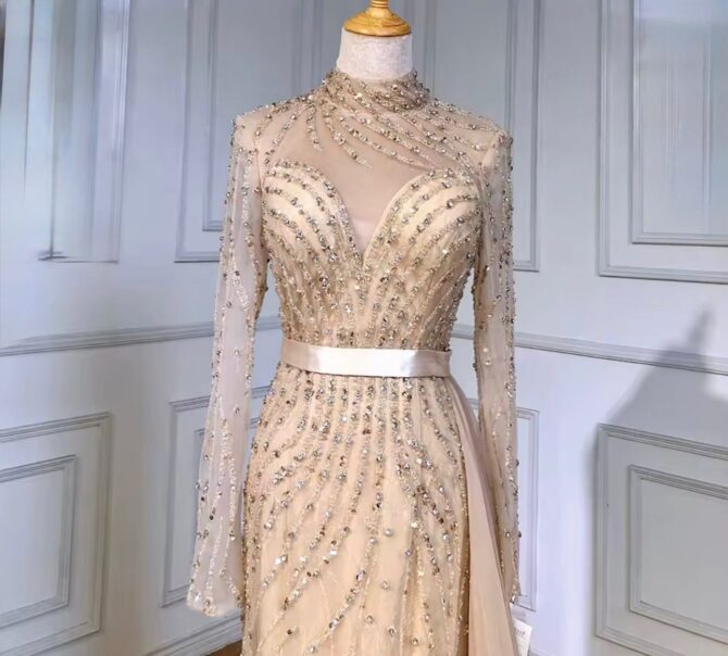 Waist Line Closed Waist Slim Evening Dress