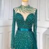 Dark Green Waist Slim Evening Dress